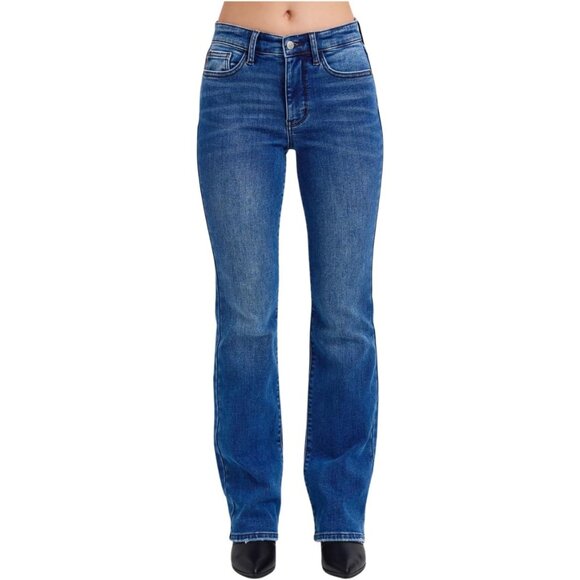 Mid Rise Bootcut Jeans Womens Thermal Lining Dark Wash Size 15 - Picture 2 of 5